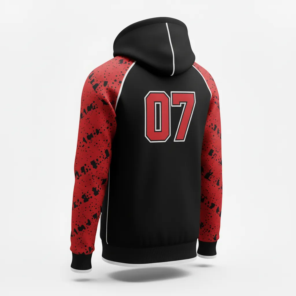 Custom Esports Pullover Hoodie - Red, White - All Blacks Athletic - Back View - Kinexa Sportswear