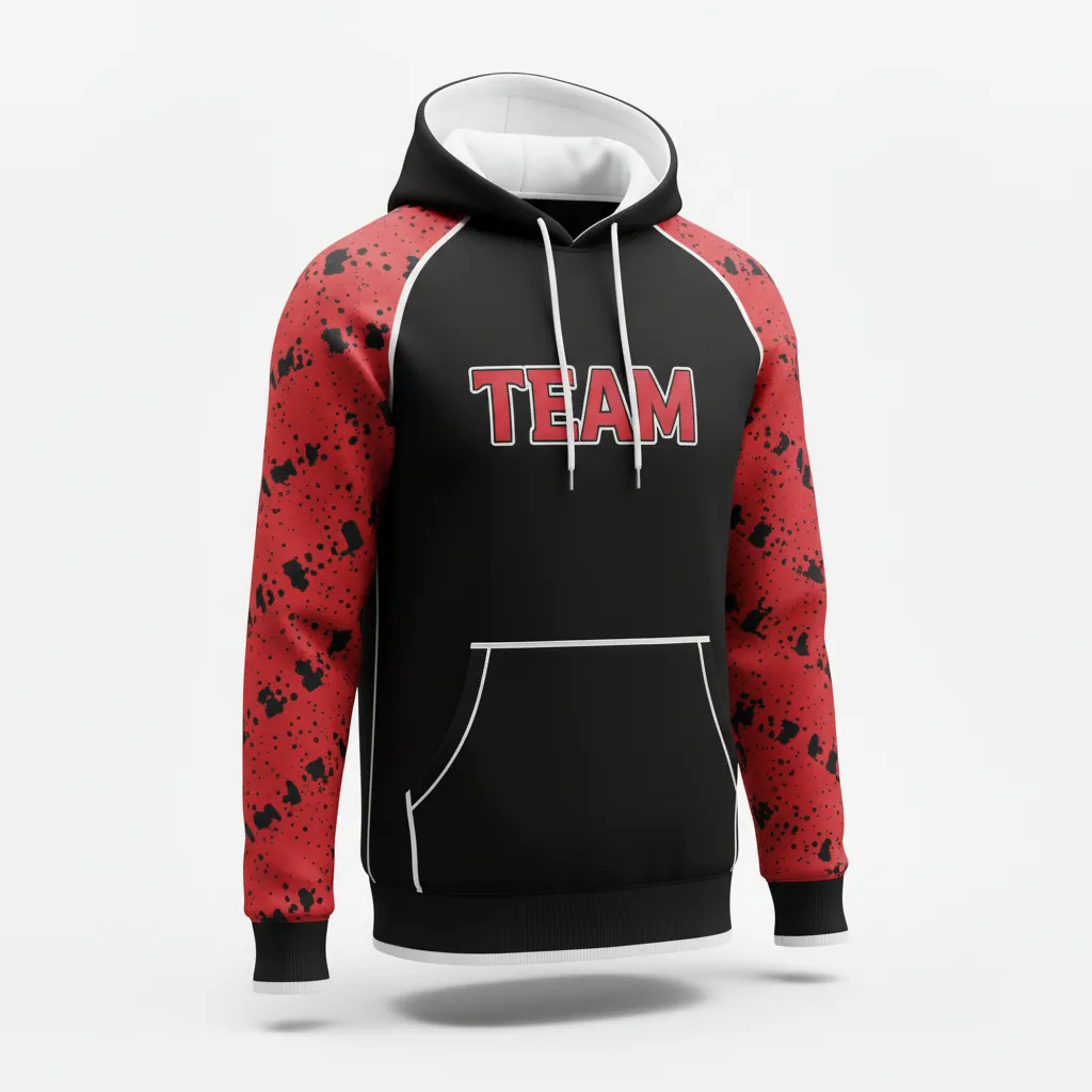 Custom Esports Pullover Hoodie - Red, White - All Blacks Athletic - Front View - Kinexa Sportswear