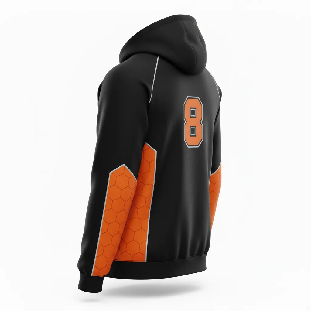 Custom Esports Pullover Hoodie - Orange, Silver - All Blacks Flame - Back View - Kinexa Sportswear