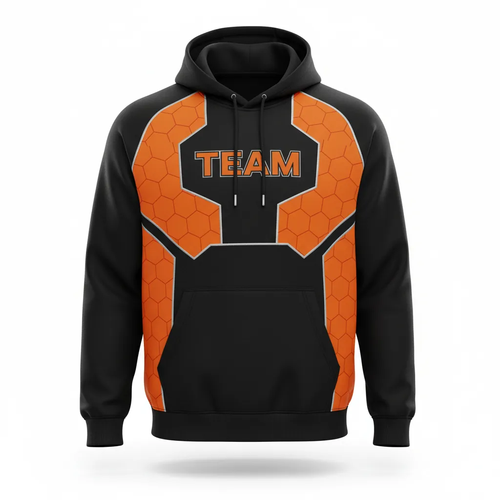 Custom Esports Pullover Hoodie - Orange, Silver - All Blacks Flame - Front View - Kinexa Sportswear