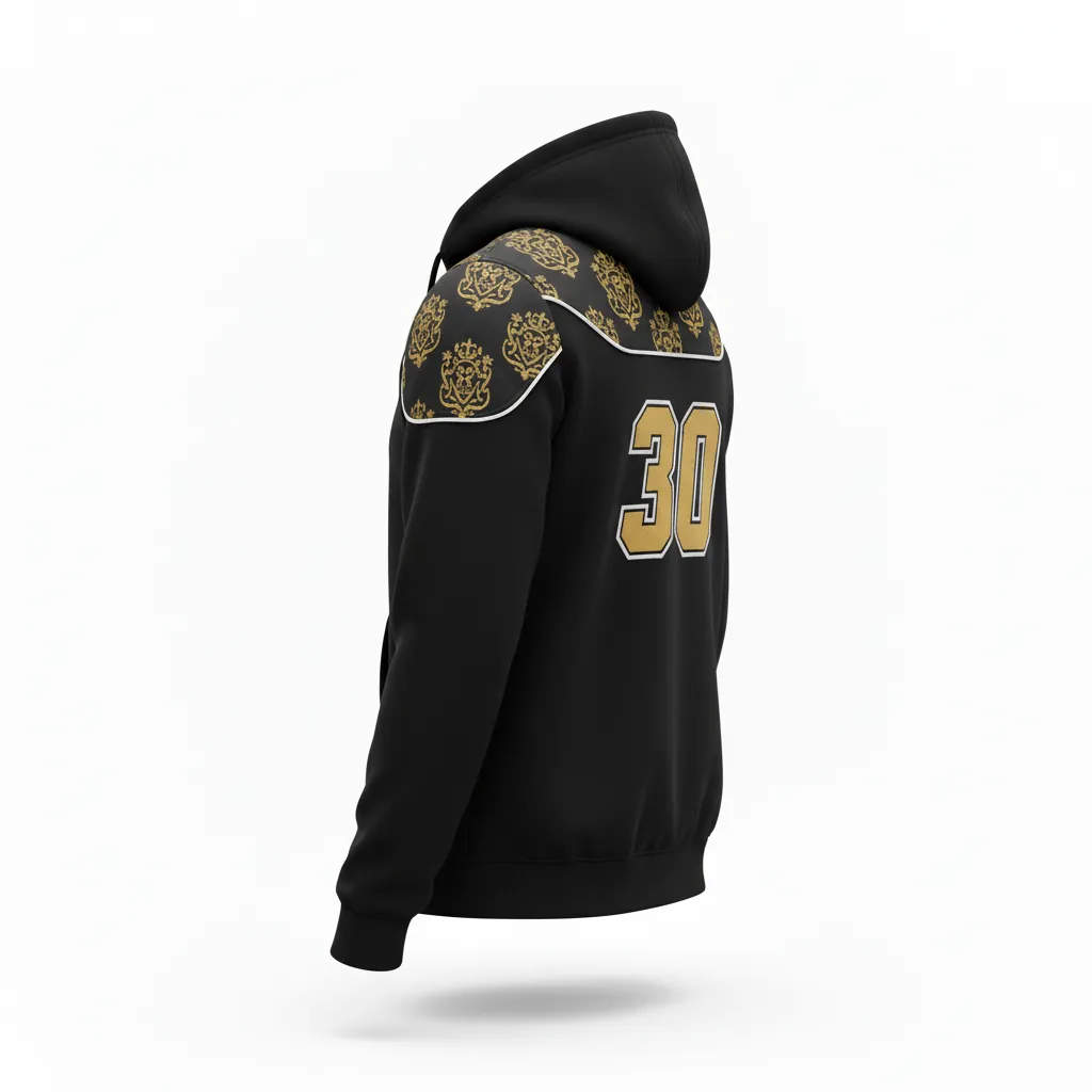 Custom Esports Pullover Hoodie - Gold, White - All Blacks Vegas - Back View - Kinexa Sportswear