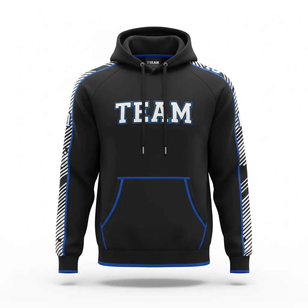 Custom Esports Pullover Hoodie - White, Blue - All Blacks Electric - Front View - Kinexa Sportswear