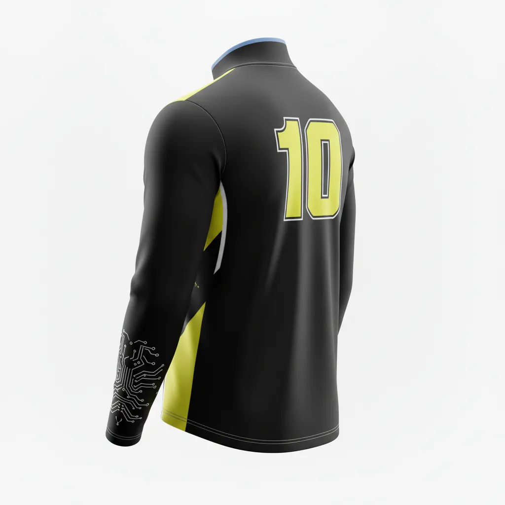 Custom Esports Quarter Zipper Esports Jersey - Yellow, White - All Blacks Electric - Back View - Kinexa Sportswear