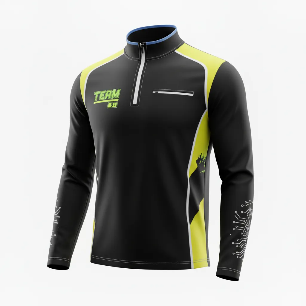 Custom Esports Quarter Zipper Esports Jersey - Yellow, White - All Blacks Electric - Front View - Kinexa Sportswear