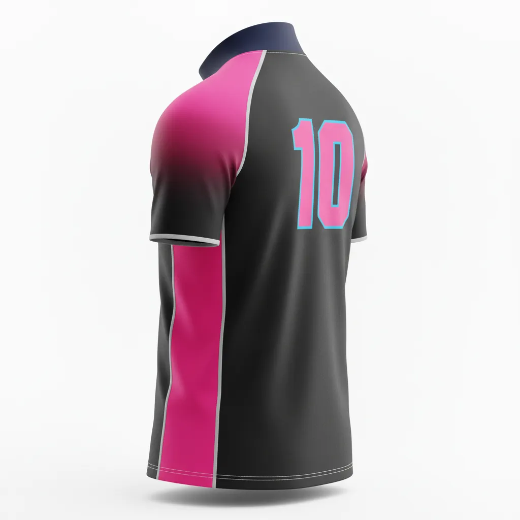 Custom Esports Quarter Zipper Esports Jersey - Pink, Blue - All Blacks Hot Electric - Back View - Kinexa Sportswear