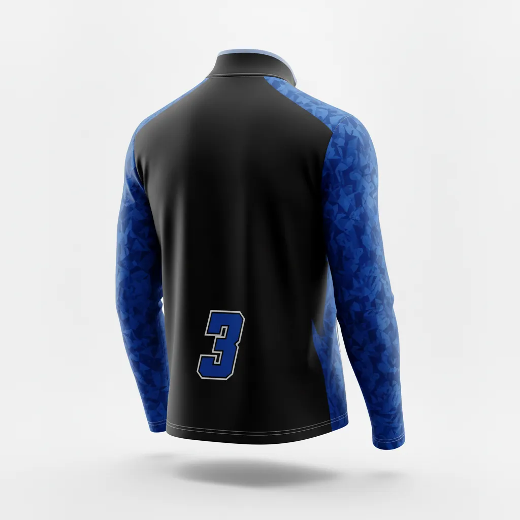 Custom Esports Quarter Zipper Esports Jersey - Blue, White - All Blacks Royal - Back View - Kinexa Sportswear
