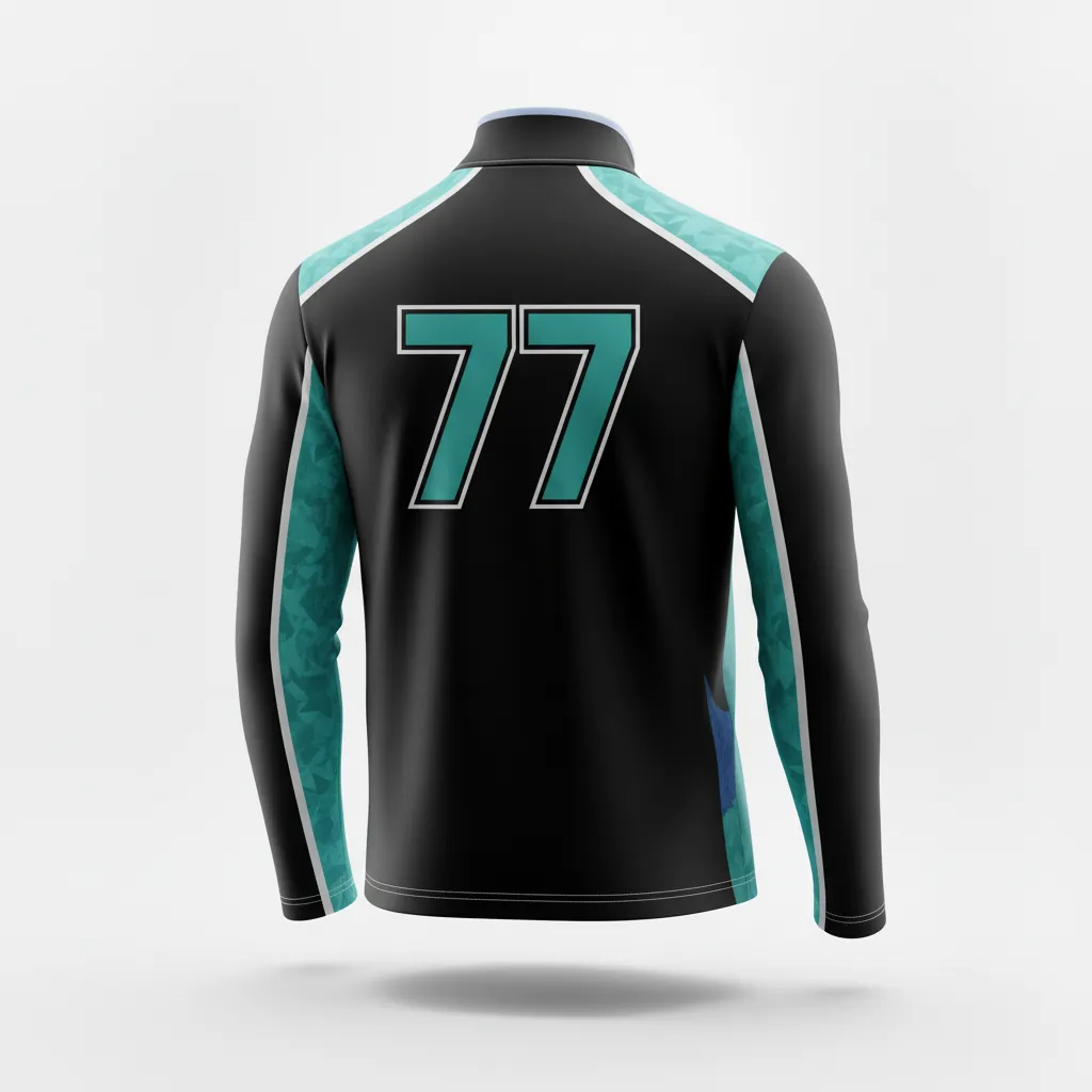 Custom Esports Quarter Zipper Esports Jersey - Teal, White - All Blacks - Back View - Kinexa Sportswear