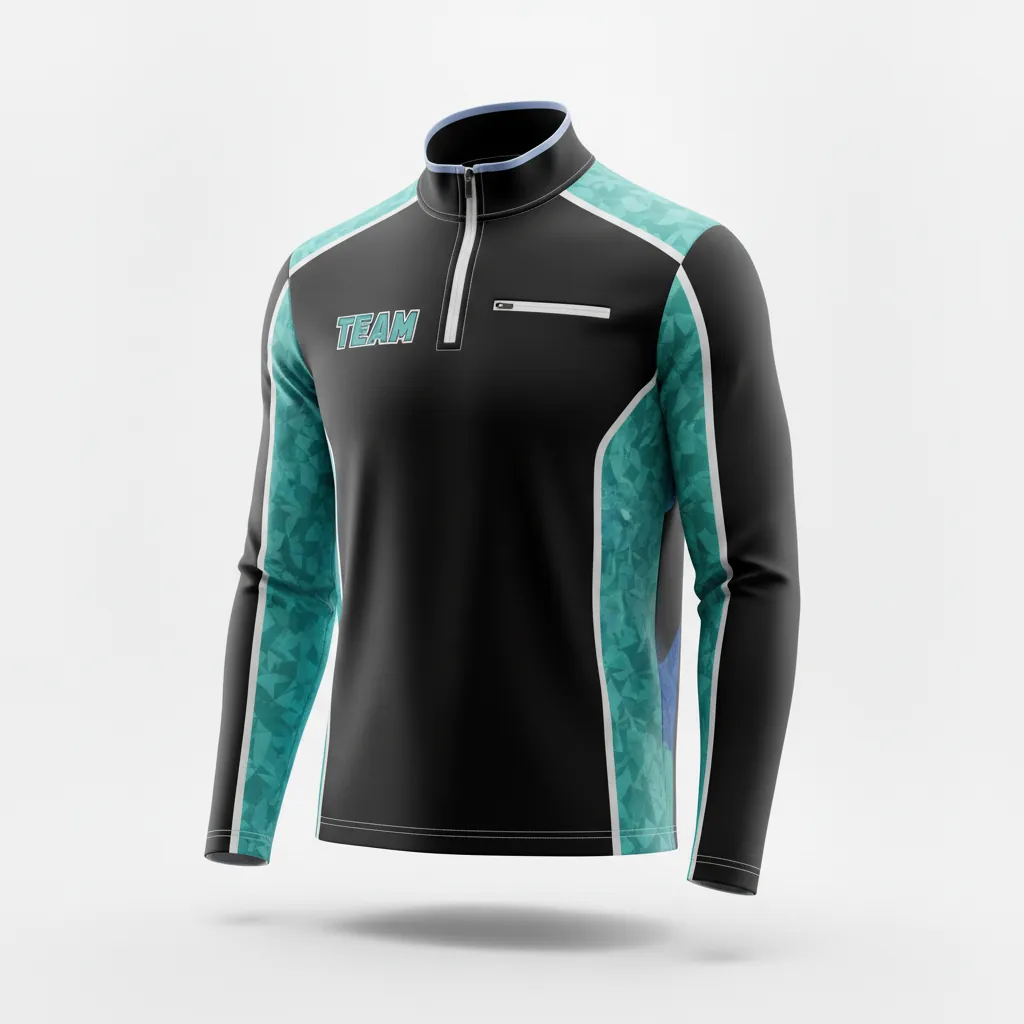 Custom Esports Quarter Zipper Esports Jersey - Teal, White - All Blacks - Front View - Kinexa Sportswear
