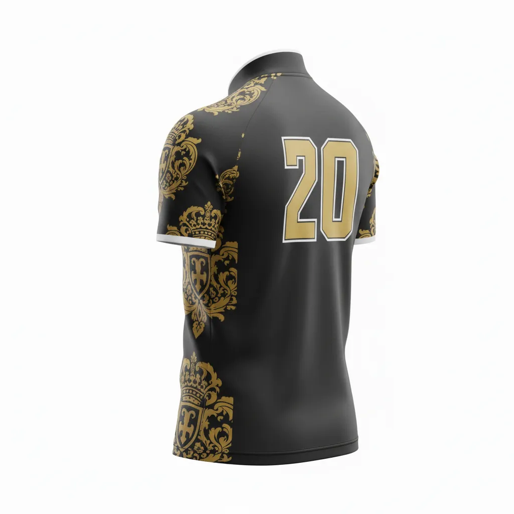 Custom Esports Quarter Zipper Esports Jersey - Gold, White - All Blacks Vegas - Back View - Kinexa Sportswear