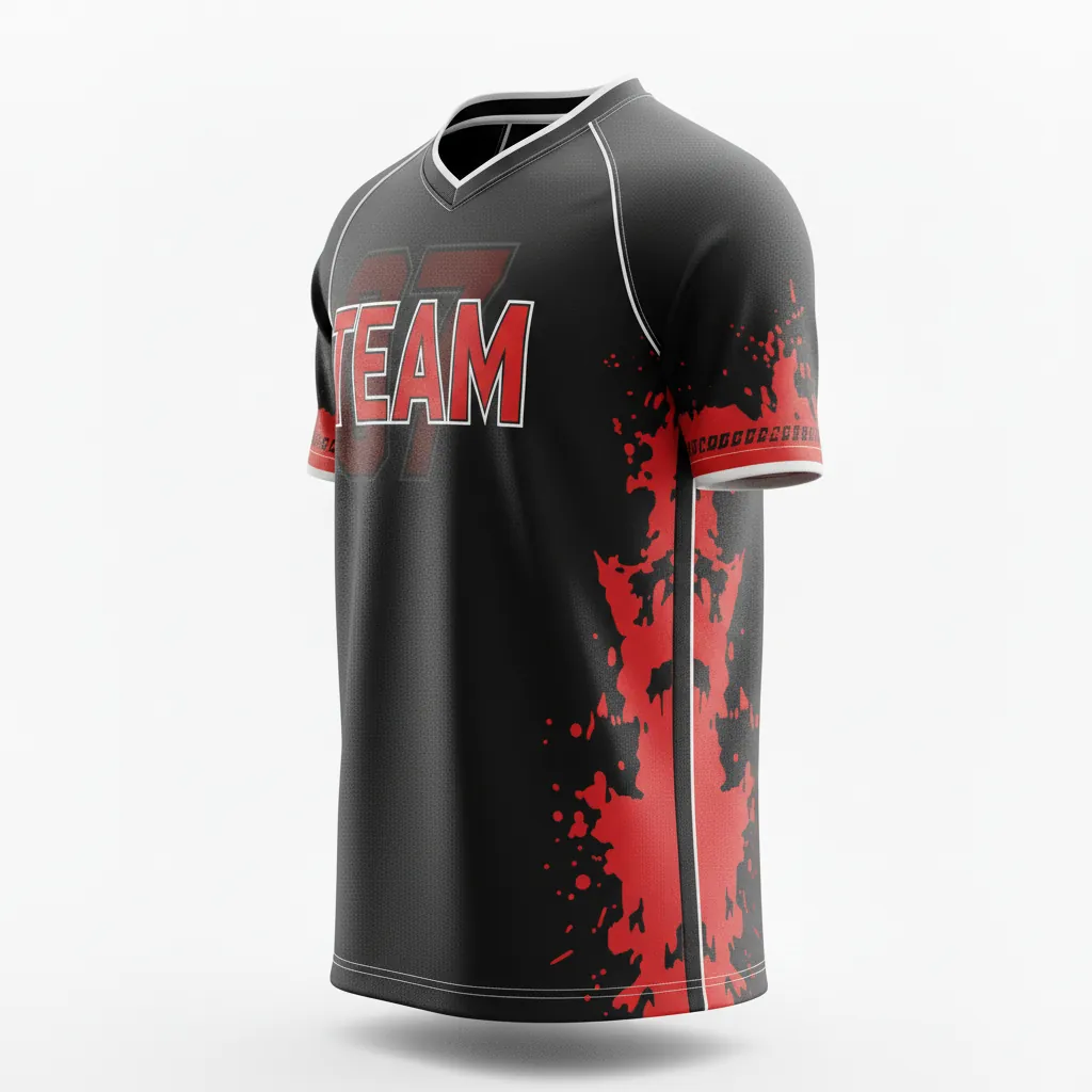 Custom Esports Short Sleeve Esports Jersey - Red, White - Ss All Blacks Athletic - Side View - Kinexa Sportswear