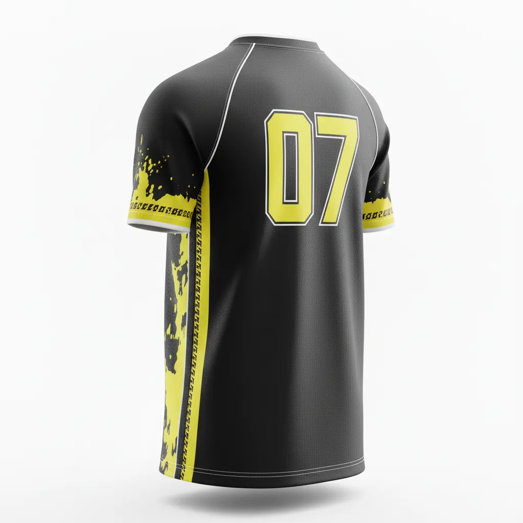 Custom Esports Short Sleeve Esports Jersey - Yellow, White - Ss All Blacks Electric - Back View - Kinexa Sportswear
