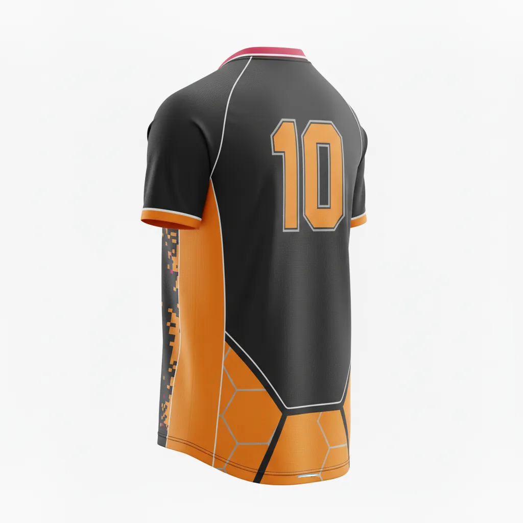 Custom Esports Short Sleeve Esports Jersey - Orange, Silver - Ss All Blacks Flame - Back View - Kinexa Sportswear