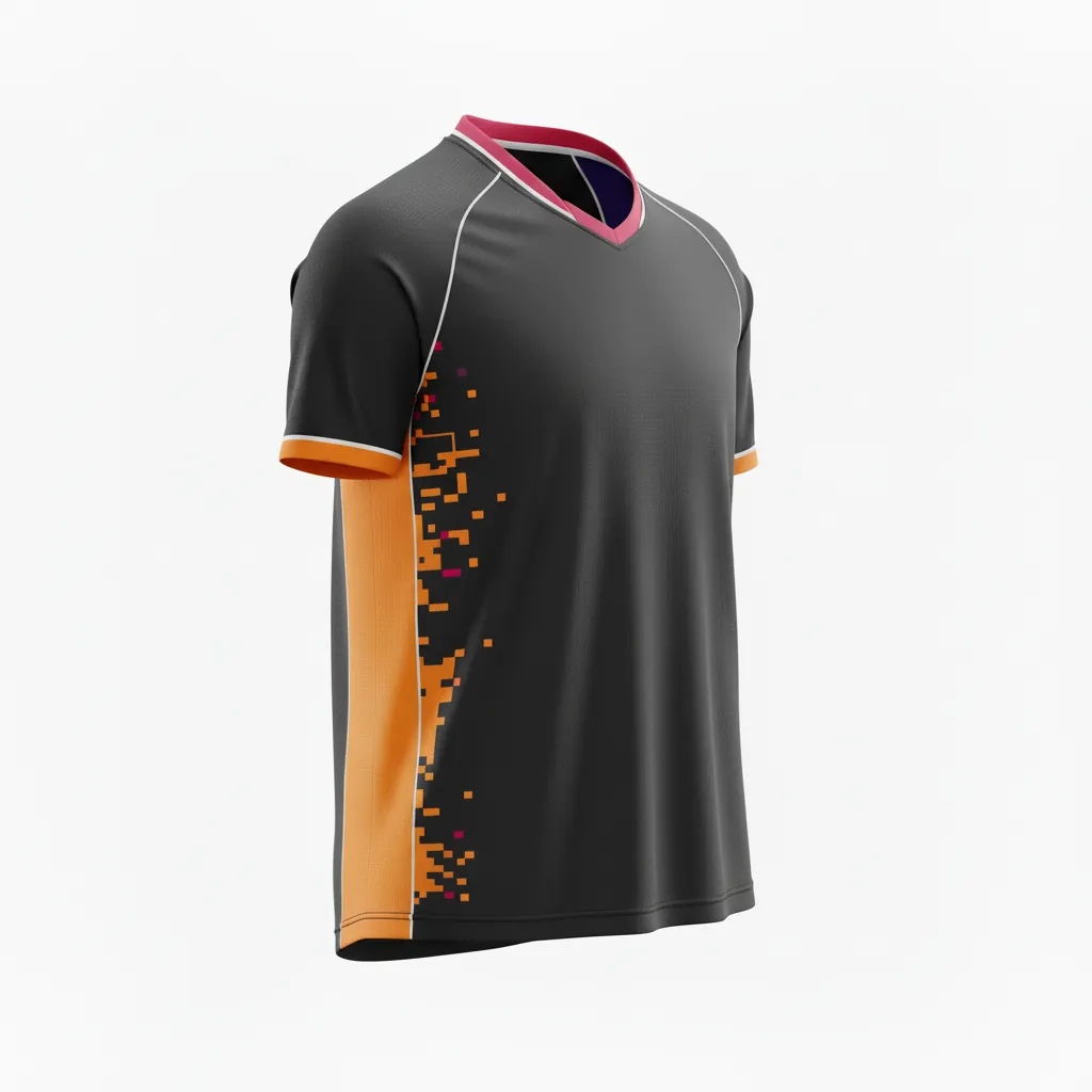 Custom Esports Short Sleeve Esports Jersey - Orange, Silver - Ss All Blacks Flame - Side View - Kinexa Sportswear