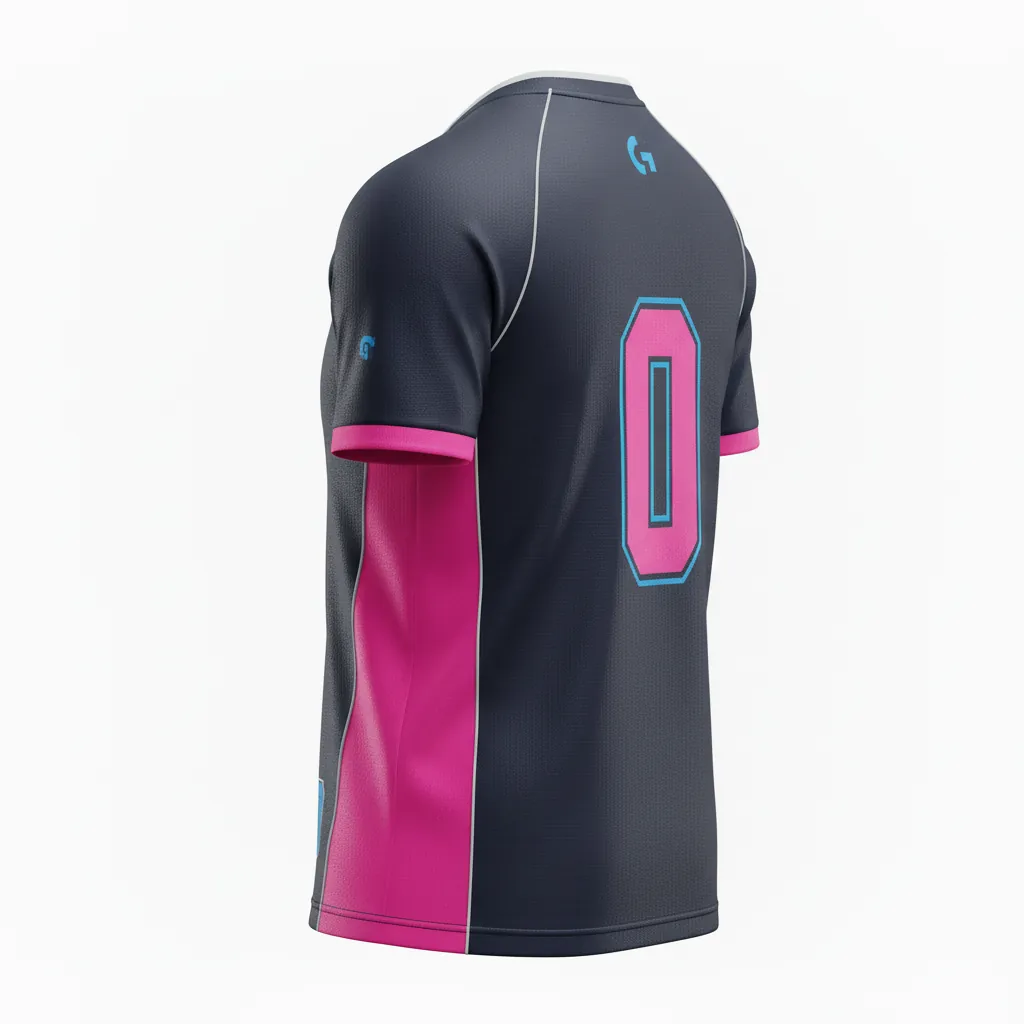 Custom Esports Short Sleeve Esports Jersey - Pink, Blue - Ss All Blacks Hot Electric - Back View - Kinexa Sportswear