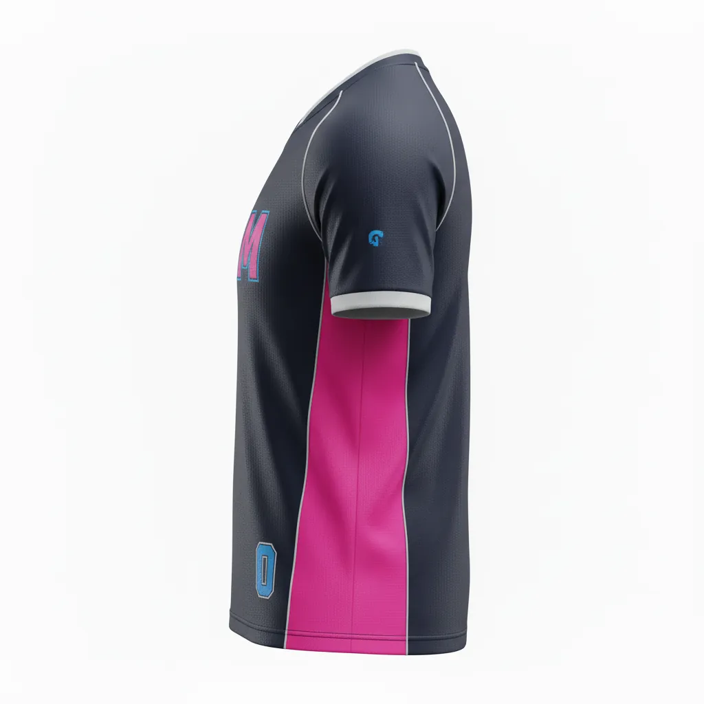 Custom Esports Short Sleeve Esports Jersey - Pink, Blue - Ss All Blacks Hot Electric - Side View - Kinexa Sportswear