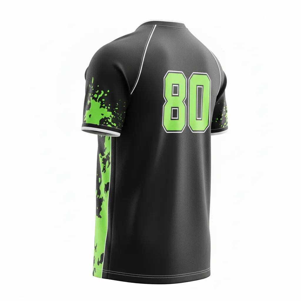 Custom Esports Short Sleeve Esports Jersey - Green, White - Ss All Blacks Neon - Back View - Kinexa Sportswear