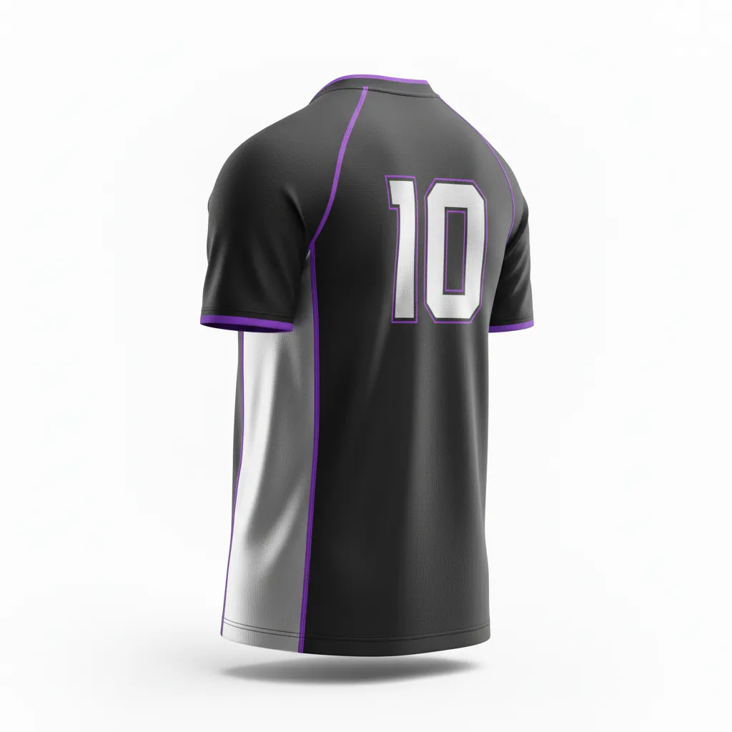 Custom Esports Short Sleeve Esports Jersey - Silver, Purple - Ss All Blacks Cyber - Back View - Kinexa Sportswear