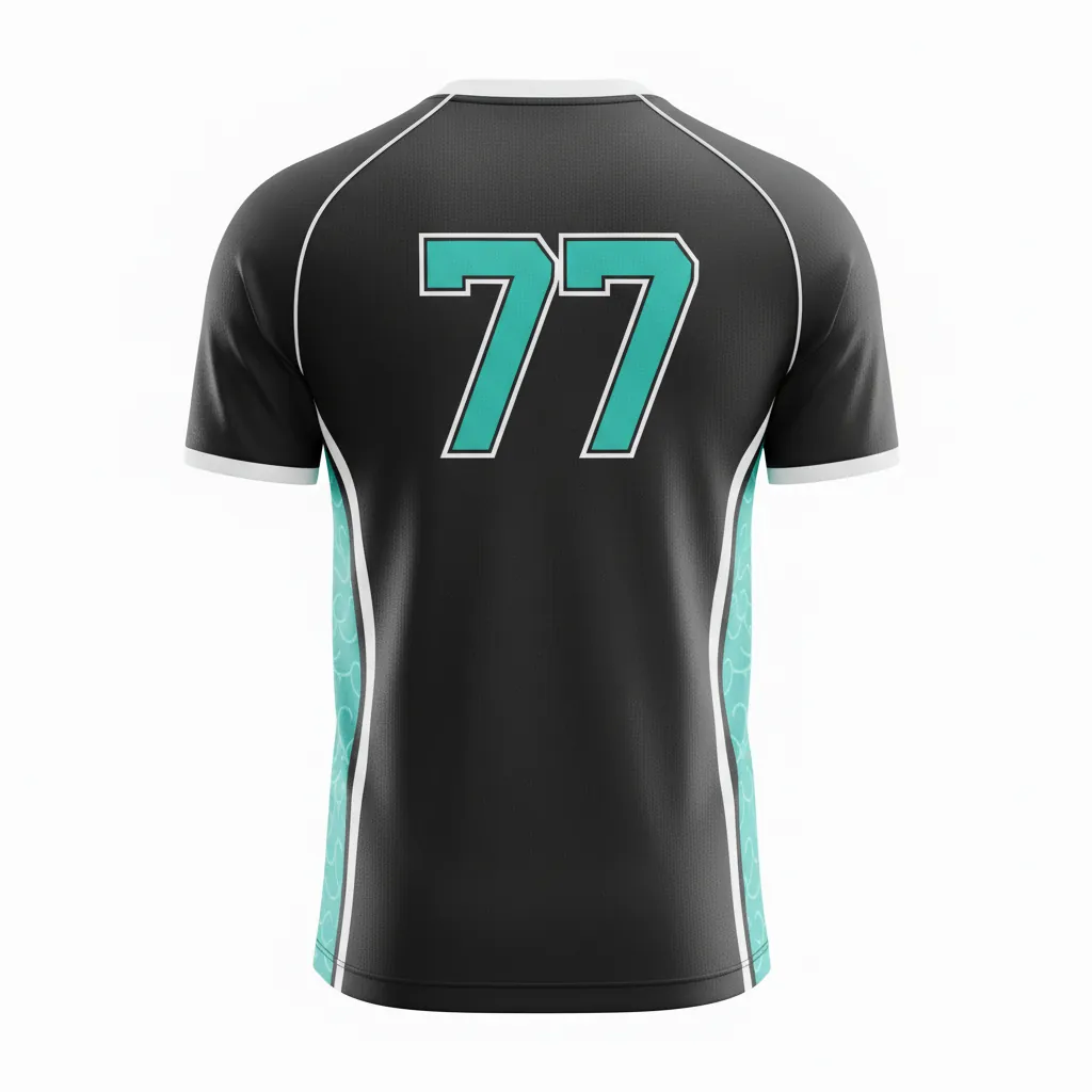 Custom Esports Short Sleeve Esports Jersey - Teal, White - Ss All Blacks - Back View - Kinexa Sportswear