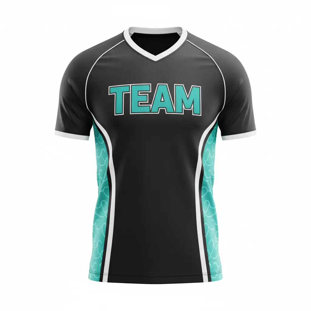 Custom Esports Short Sleeve Esports Jersey - Teal, White - Ss All Blacks - Front View - Kinexa Sportswear