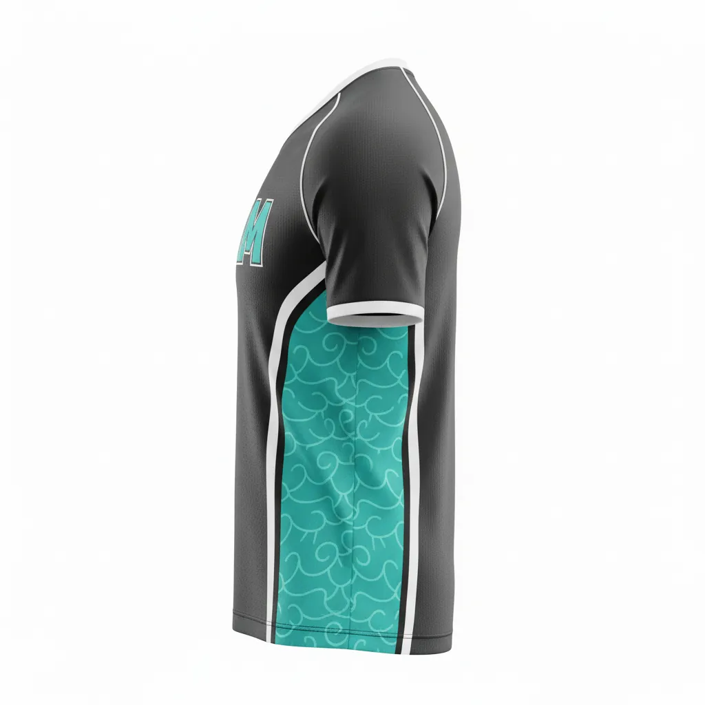 Custom Esports Short Sleeve Esports Jersey - Teal, White - Ss All Blacks - Side View - Kinexa Sportswear