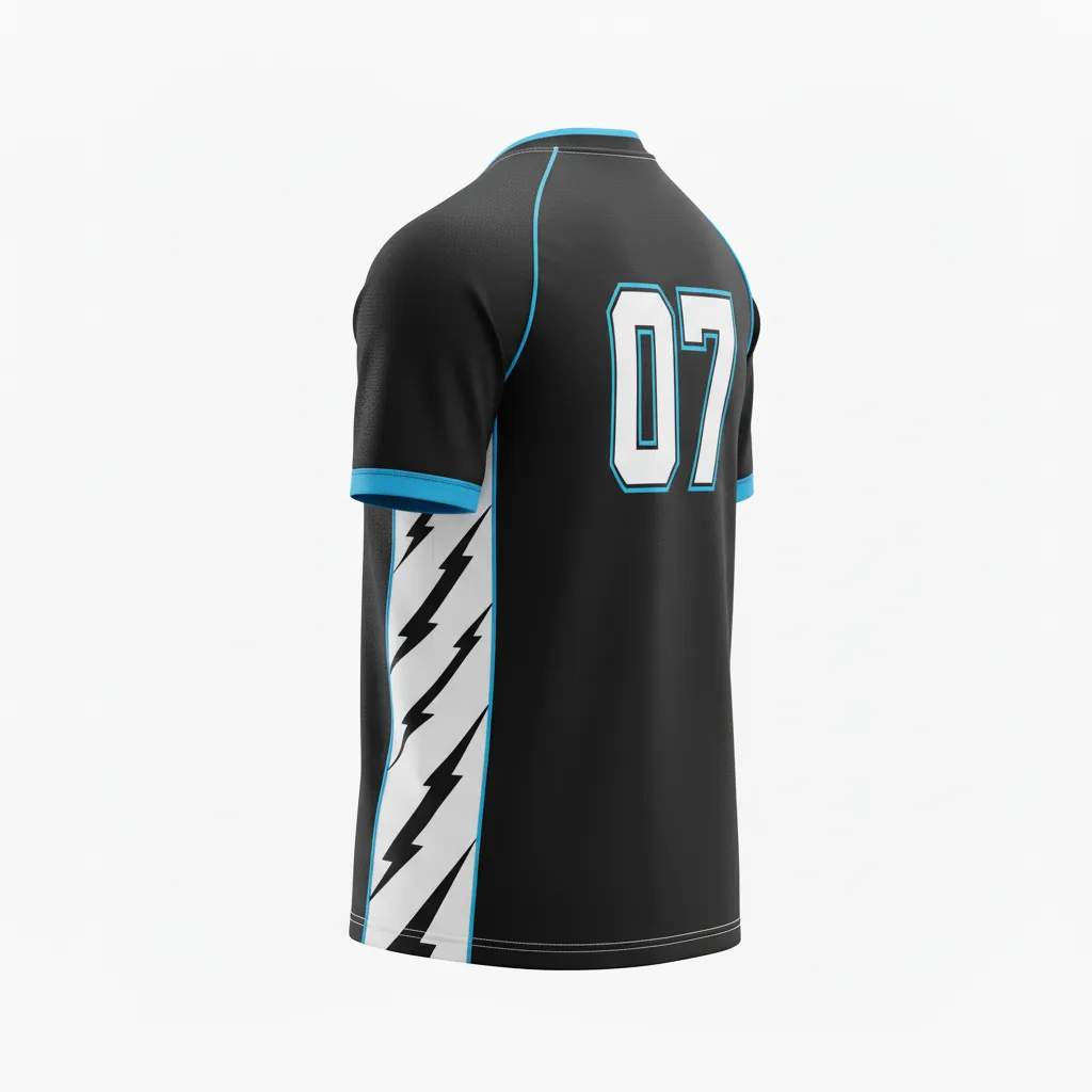 Custom Esports Short Sleeve Esports Jersey - White, Blue - Ss All Blacks Electric - Back View - Kinexa Sportswear