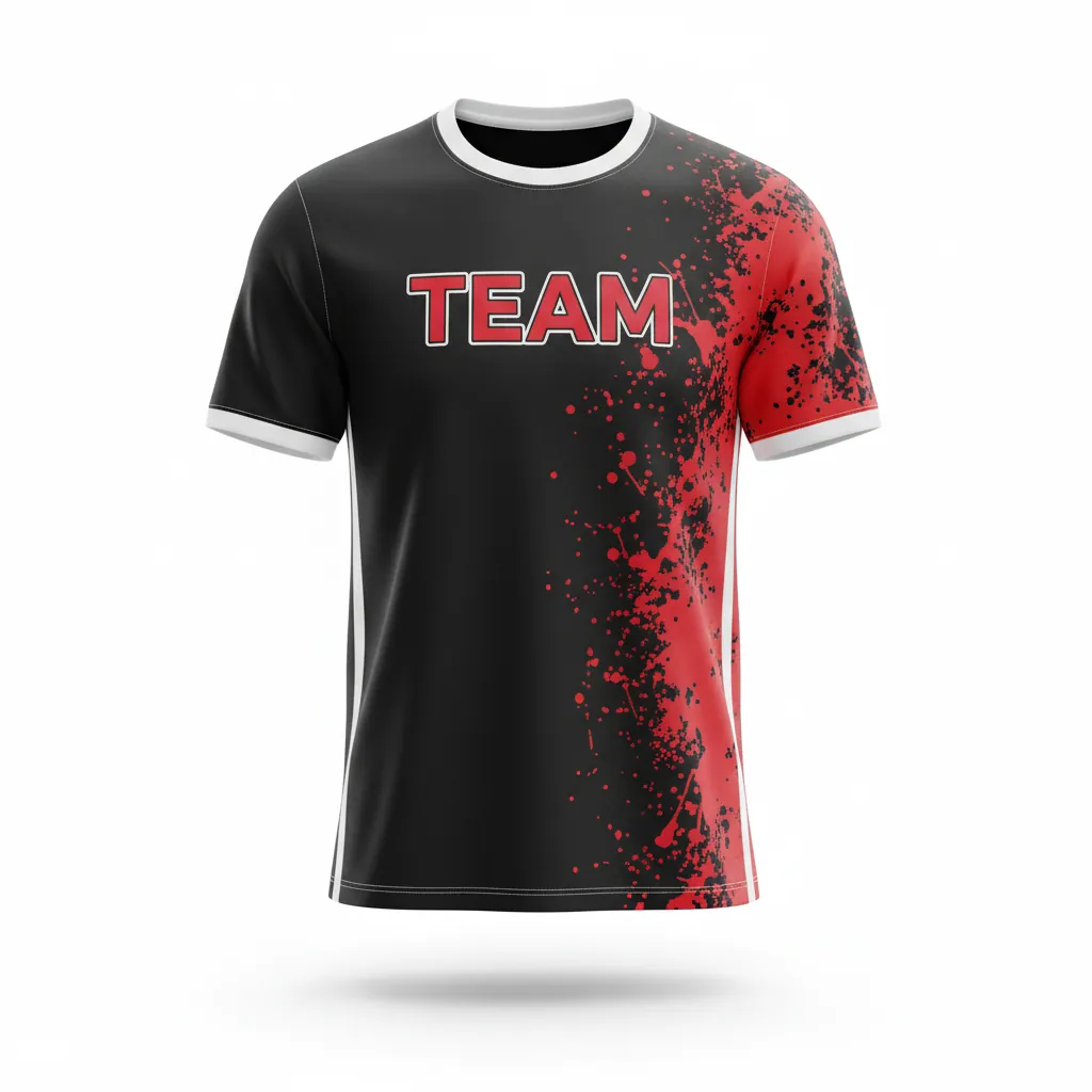 Custom Esports Short Sleeve T Shirt - Red, White - Ss Tshirt All Blacks Athletic - Front View - Kinexa Sportswear
