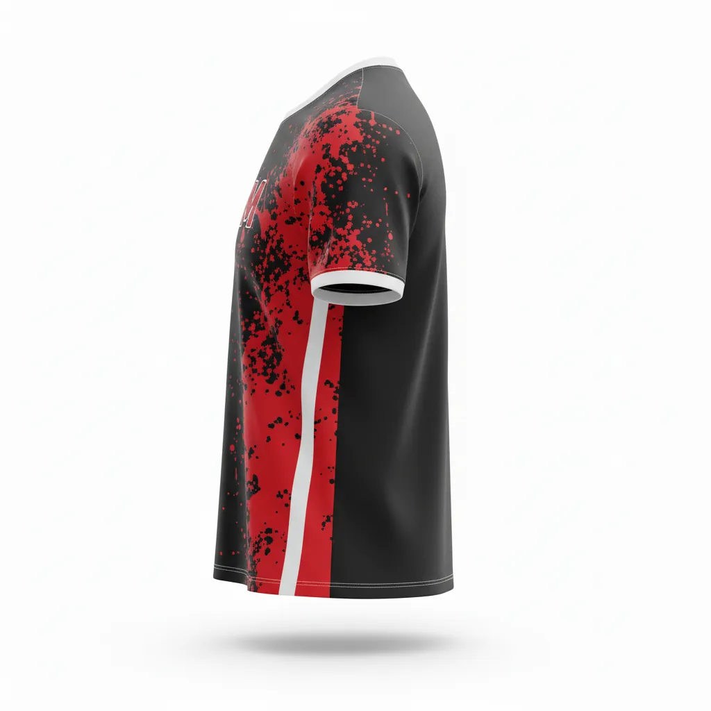 Custom Esports Short Sleeve T Shirt - Red, White - Ss Tshirt All Blacks Athletic - Side View - Kinexa Sportswear