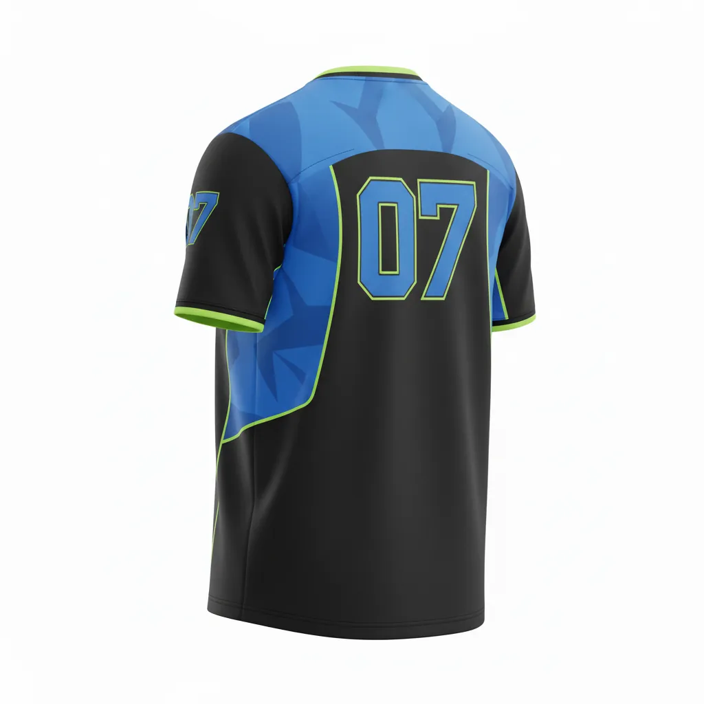 Custom Esports Short Sleeve T Shirt - Blue, Green - Ss Tshirt All Blacks Electric Neon - Side View - Kinexa Sportswear