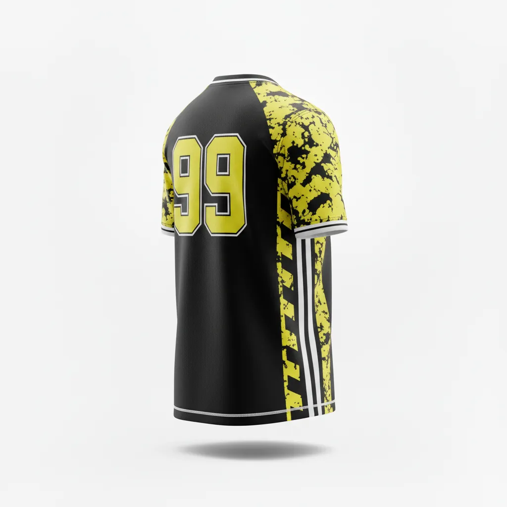 Custom Esports Short Sleeve T Shirt - Yellow, White - Ss Tshirt All Blacks Electric - Back View - Kinexa Sportswear