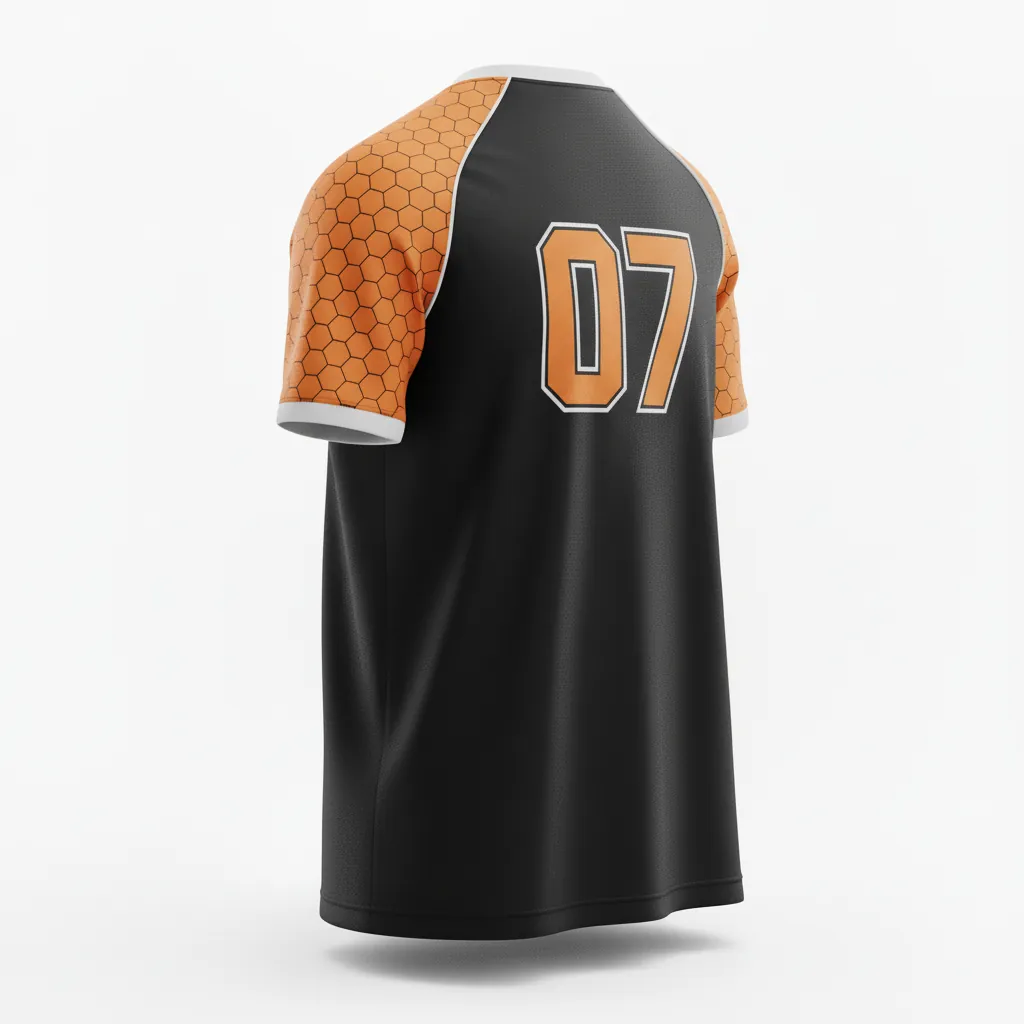 Custom Esports Short Sleeve T Shirt - Orange, Silver - Ss Tshirt All Blacks Flame - Back View - Kinexa Sportswear