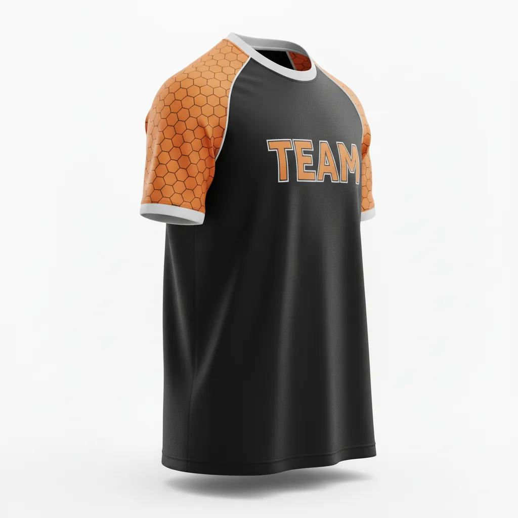 Custom Esports Short Sleeve T Shirt - Orange, Silver - Ss Tshirt All Blacks Flame - Side View - Kinexa Sportswear