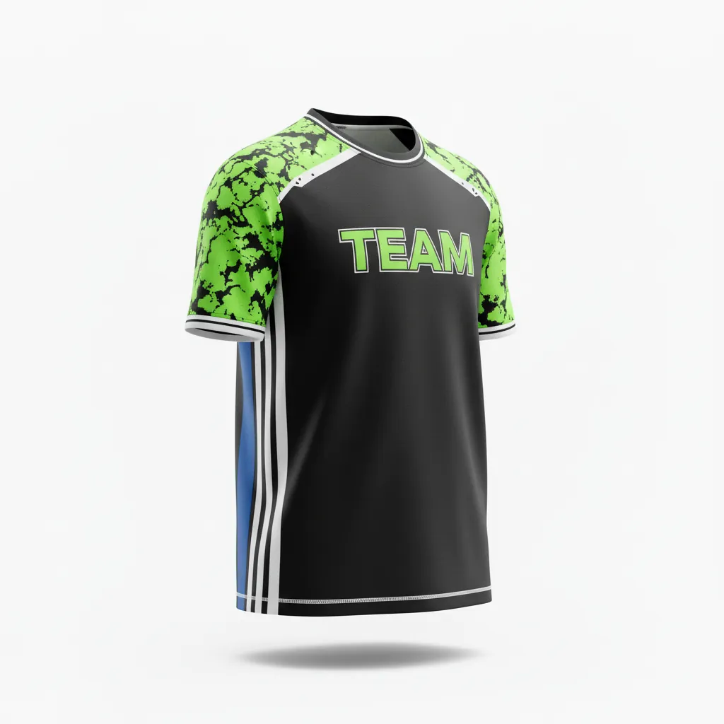 Custom Esports Short Sleeve T Shirt - Green, White - Ss Tshirt All Blacks Neon - Front View - Kinexa Sportswear