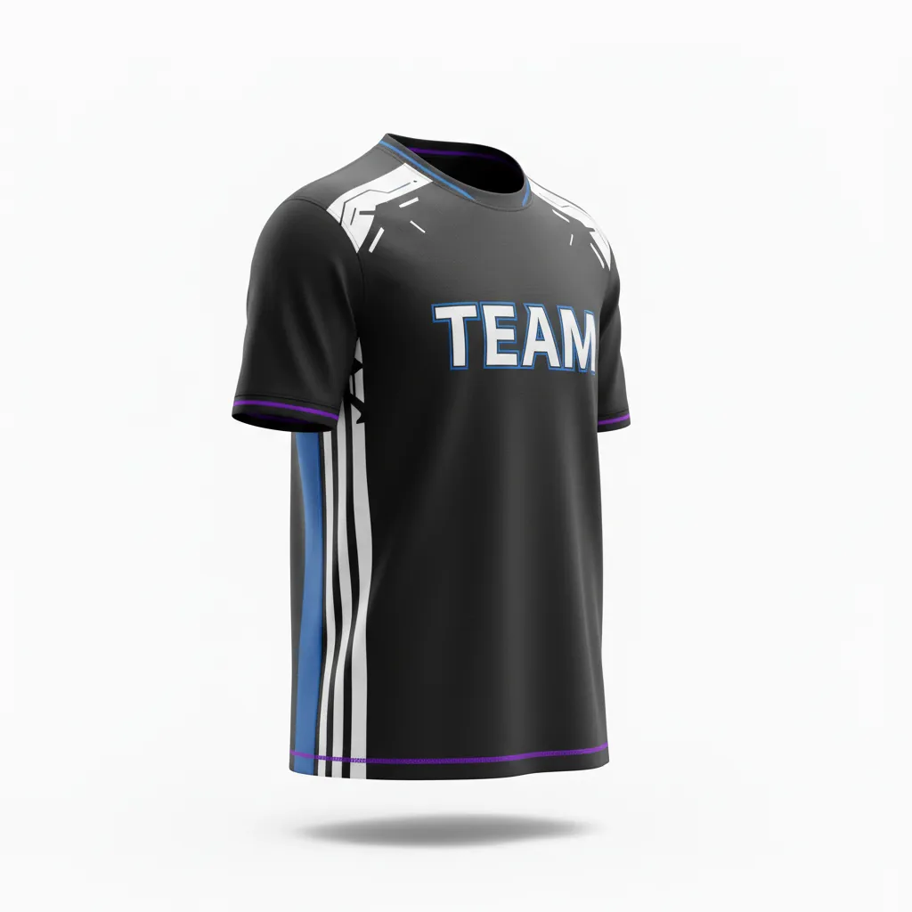 Custom Esports Short Sleeve T Shirt - Silver, Purple - Ss Tshirt All Blacks Cyber - Front View - Kinexa Sportswear