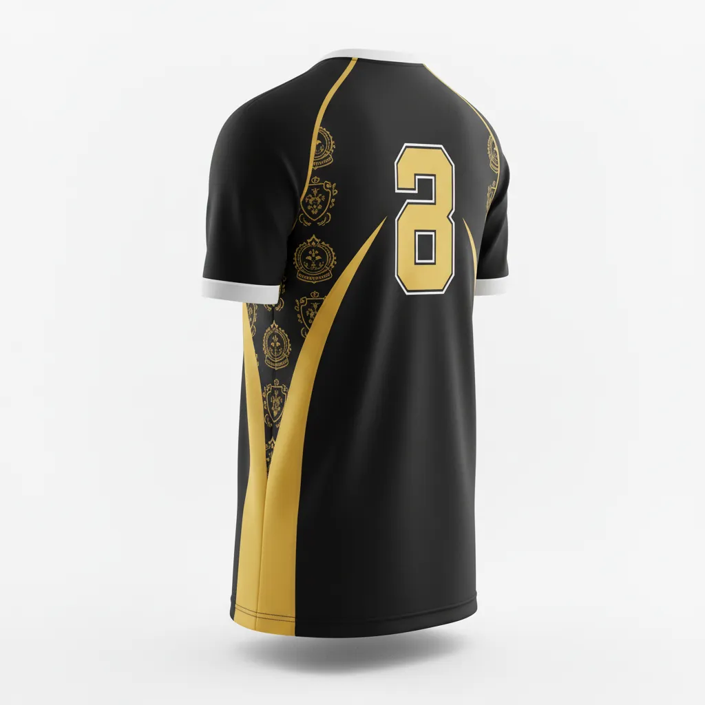 Custom Esports Short Sleeve T Shirt - Gold, White - Ss Tshirt All Blacks Vegas - Back View - Kinexa Sportswear