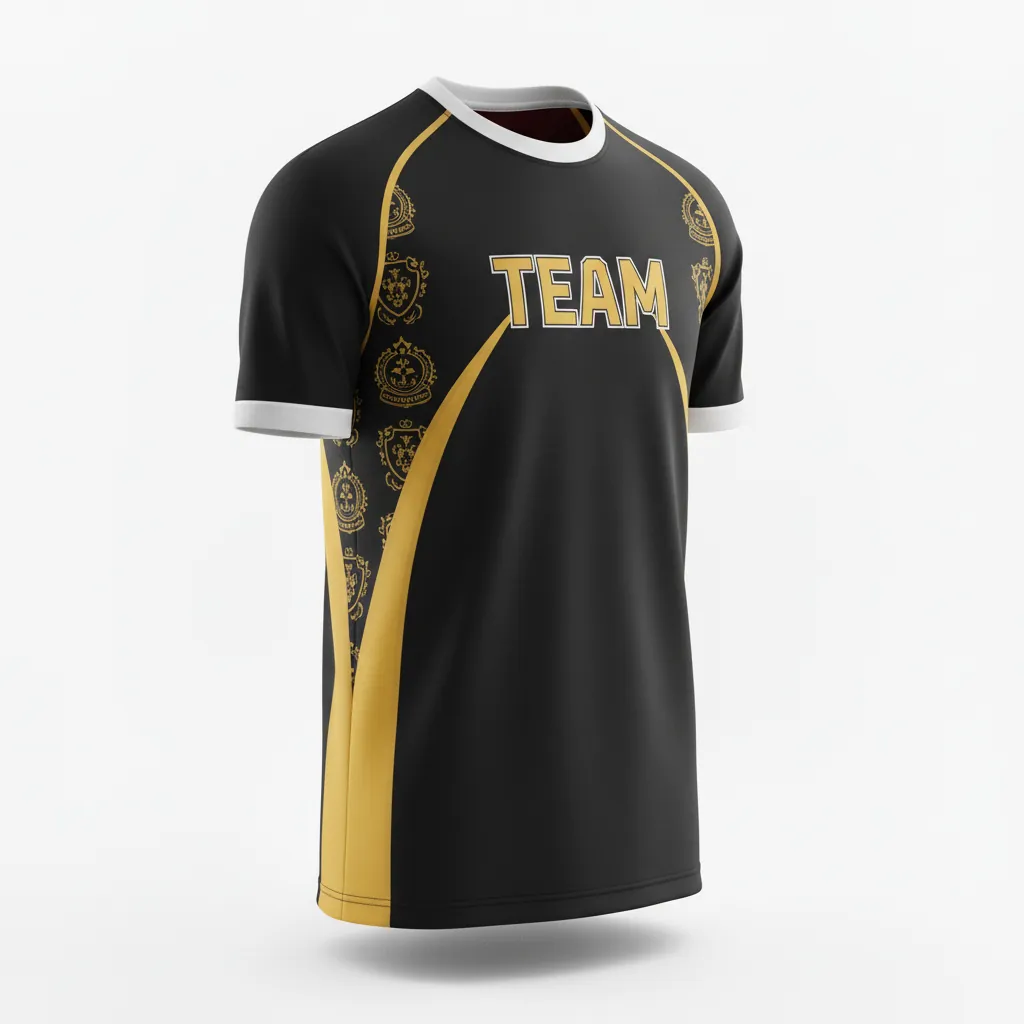 Custom Esports Short Sleeve T Shirt - Gold, White - Ss Tshirt All Blacks Vegas - Front View - Kinexa Sportswear