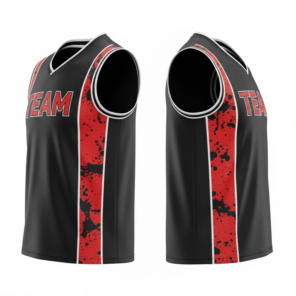 Custom Esports Sleeveless Esports Jersey - Red, White - All Blacks Athletic - Side View - Kinexa Sportswear