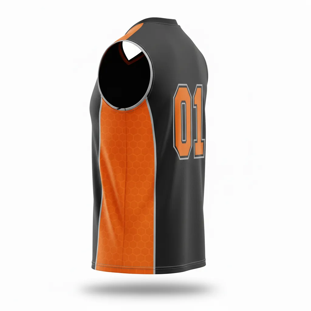 Custom Esports Sleeveless Esports Jersey - Orange, Silver - All Blacks Flame - Back View - Kinexa Sportswear