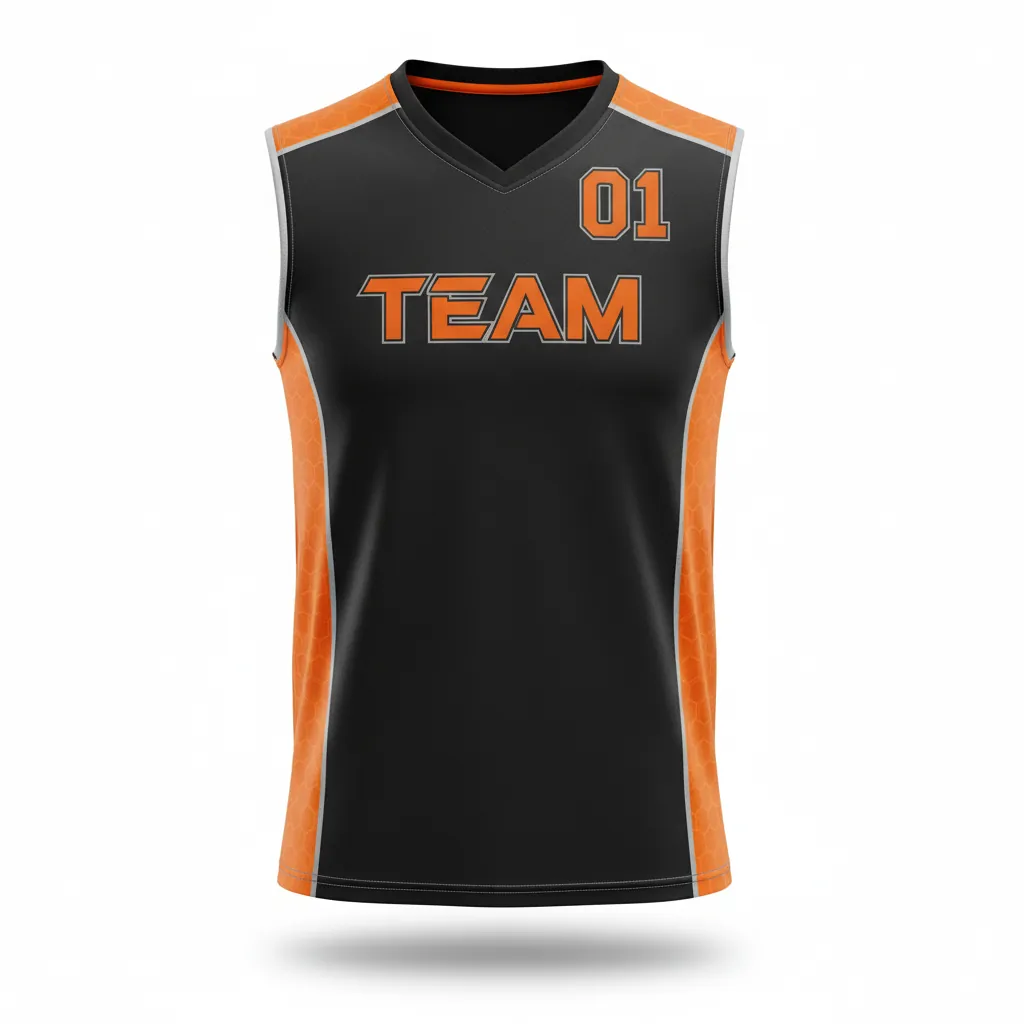 Custom Esports Sleeveless Esports Jersey - Orange, Silver - All Blacks Flame - Front View - Kinexa Sportswear