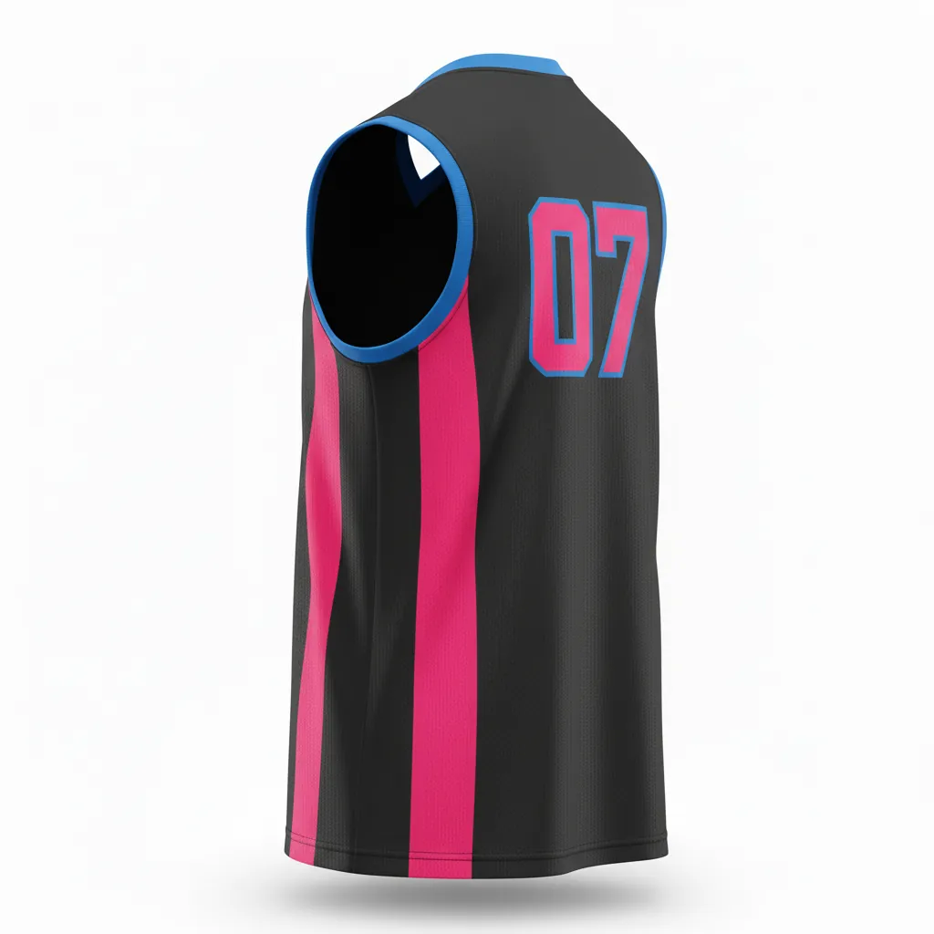 Custom Esports Sleeveless Esports Jersey - Pink, Blue - All Blacks Hot Electric - Back View - Kinexa Sportswear