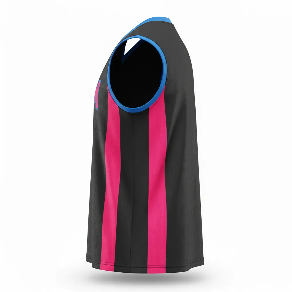 Custom Esports Sleeveless Esports Jersey - Pink, Blue - All Blacks Hot Electric - Side View - Kinexa Sportswear