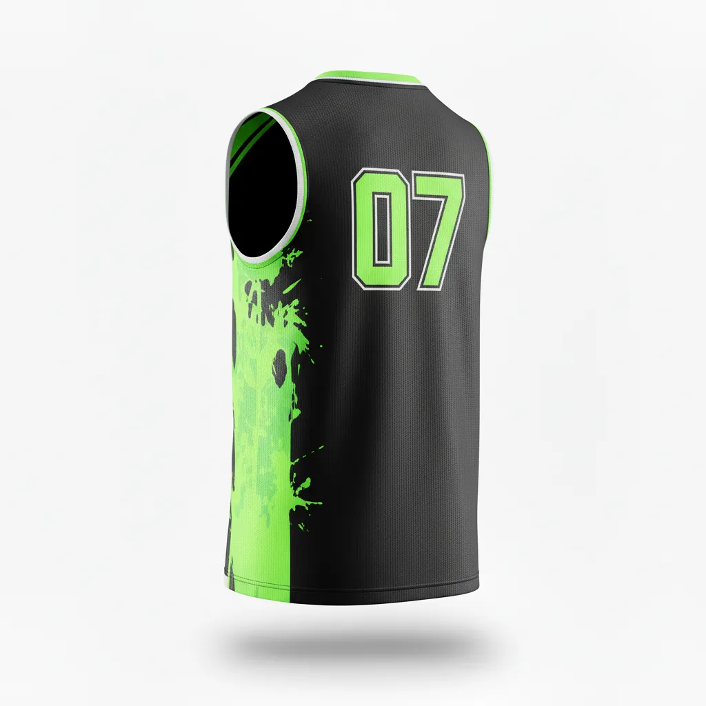Custom Esports Sleeveless Esports Jersey - Green, White - All Blacks Neon - Back View - Kinexa Sportswear