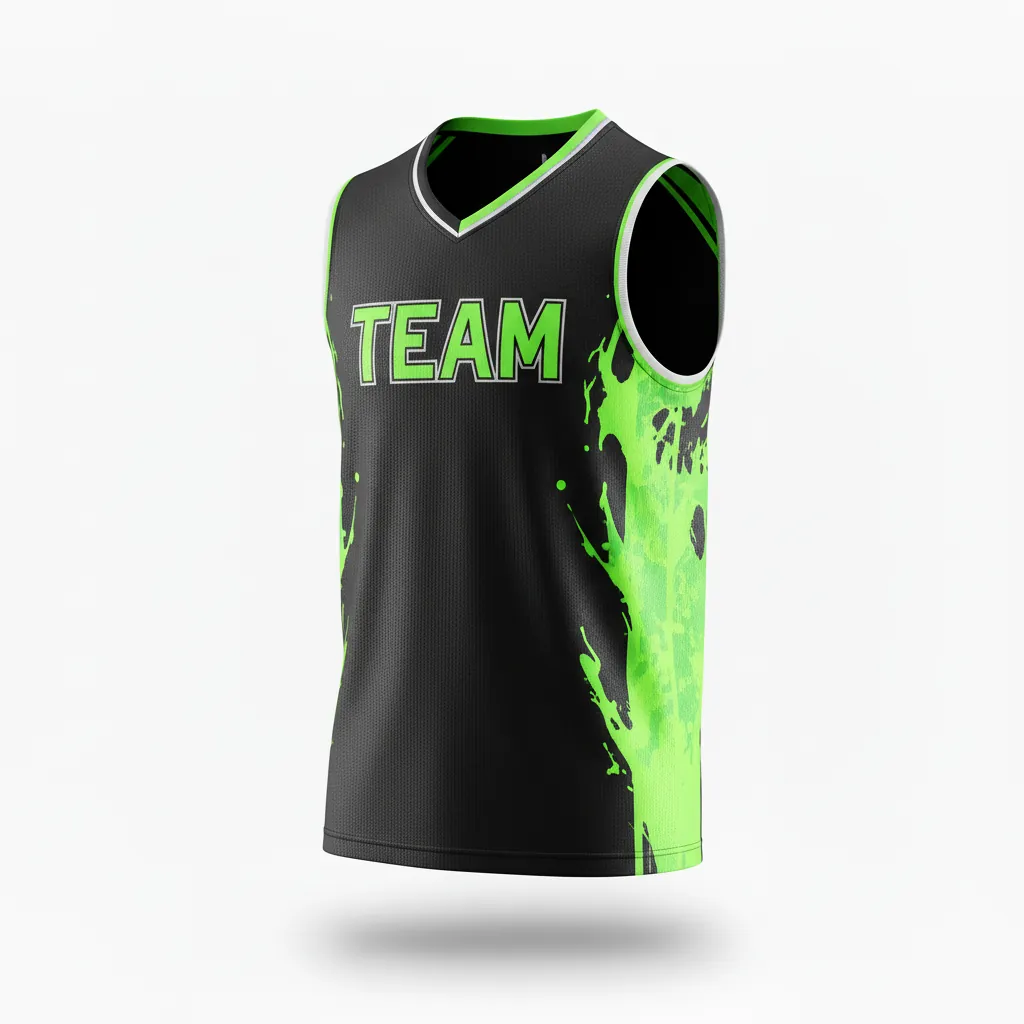 Custom Esports Sleeveless Esports Jersey - Green, White - All Blacks Neon - Front View - Kinexa Sportswear