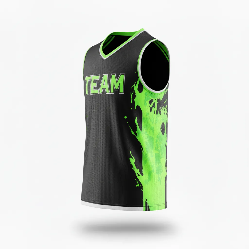 Custom Esports Sleeveless Esports Jersey - Green, White - All Blacks Neon - Side View - Kinexa Sportswear