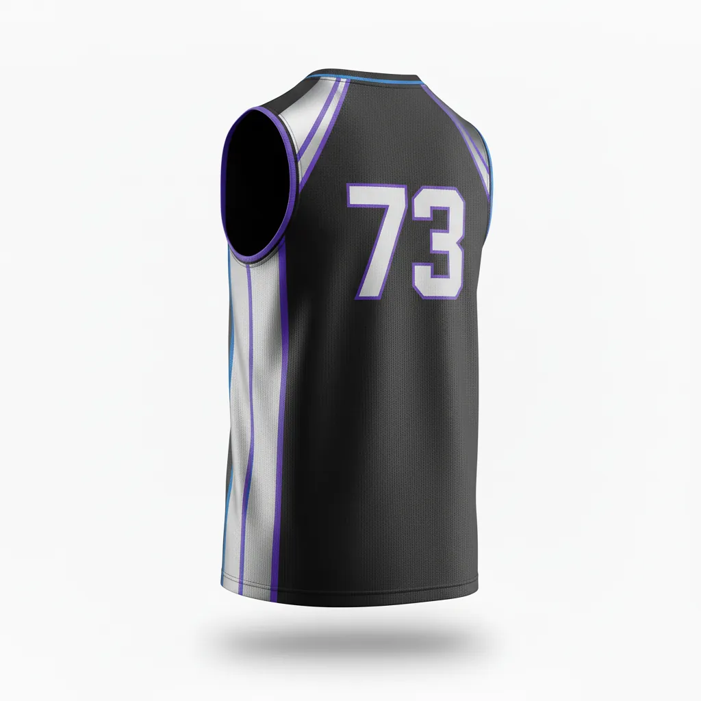 Custom Esports Sleeveless Esports Jersey - Silver, Purple - All Blacks Cyber - Back View - Kinexa Sportswear