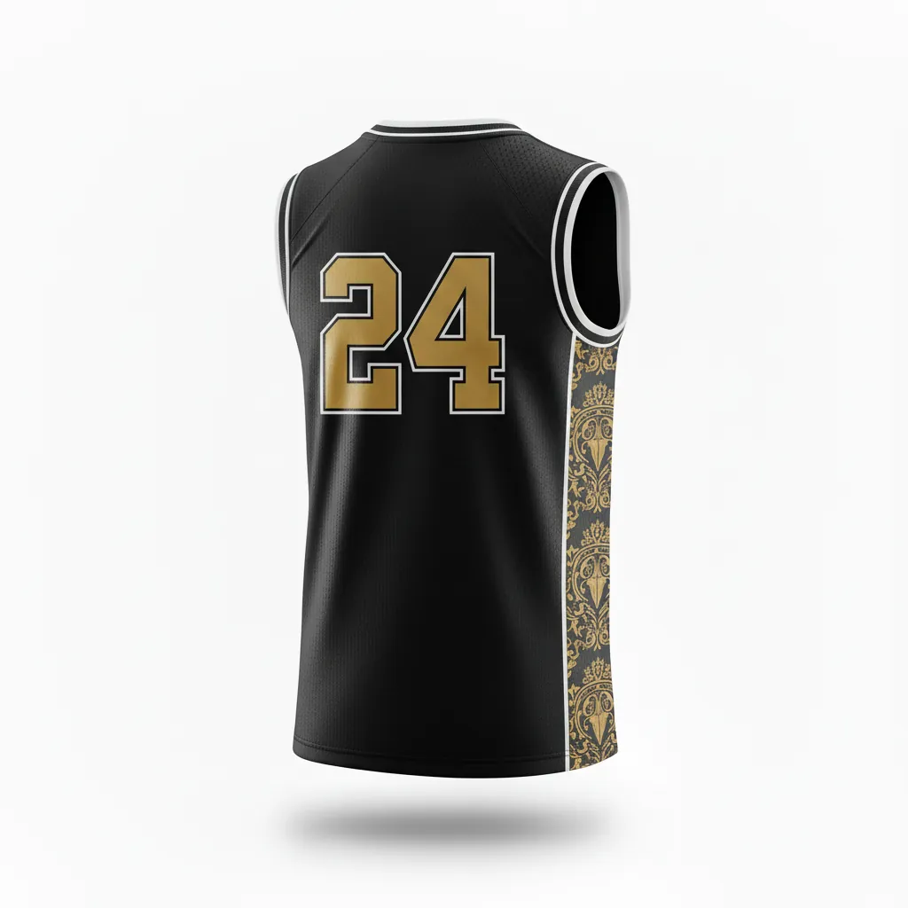 Custom Esports Sleeveless Esports Jersey - Gold, White - All Blacks Vegas - Back View - Kinexa Sportswear