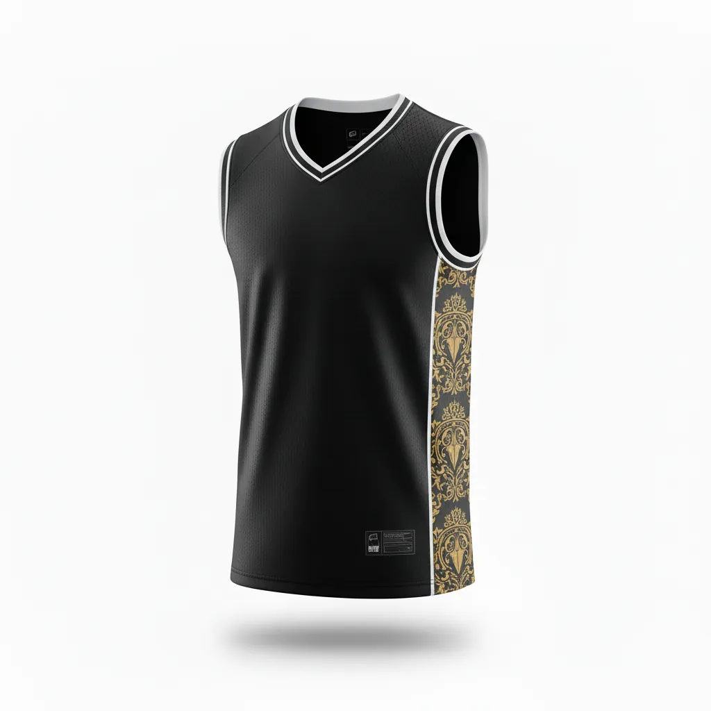Custom Esports Sleeveless Esports Jersey - Gold, White - All Blacks Vegas - Side View - Kinexa Sportswear