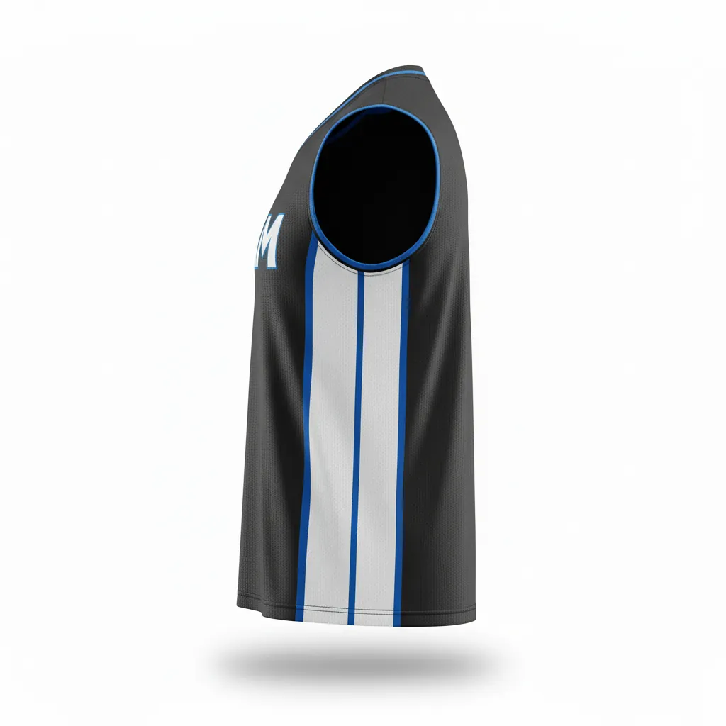 Custom Esports Sleeveless Esports Jersey - White, Blue - All Blacks Electric - Side View - Kinexa Sportswear