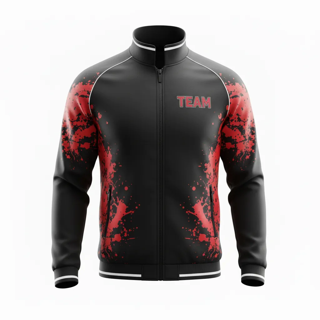 Custom Esports Track Jacket - Red, White - All Blacks Athletic - Front View - Kinexa Sportswear