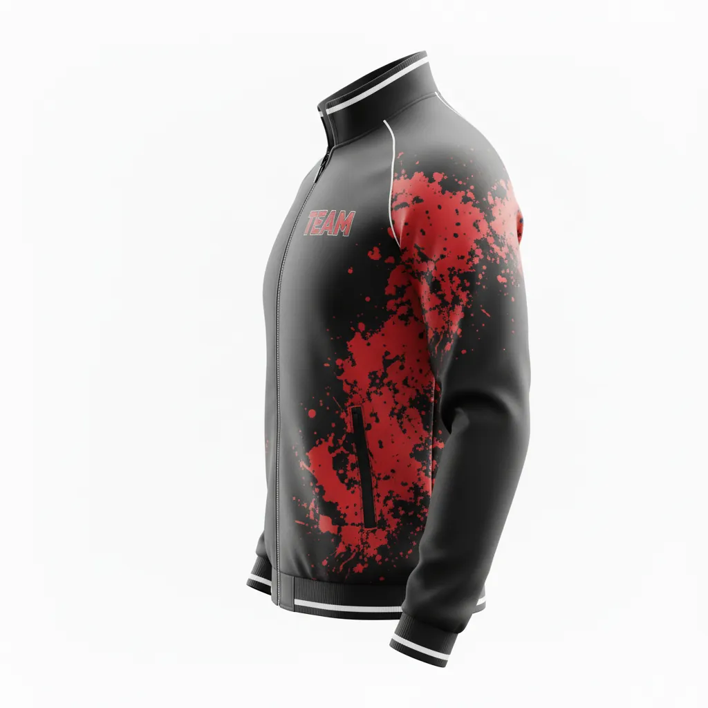 Custom Esports Track Jacket - Red, White - All Blacks Athletic - Side View - Kinexa Sportswear