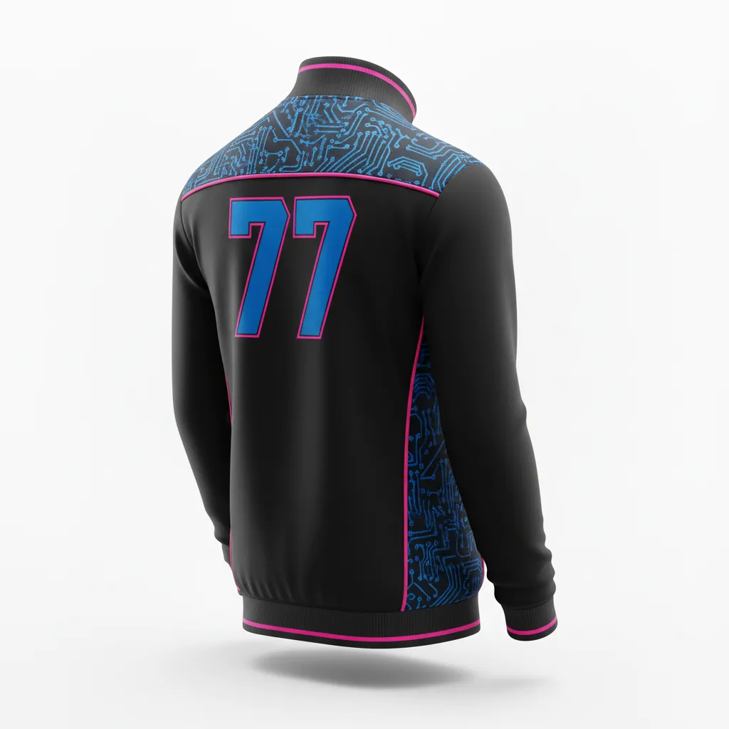 Custom Esports Track Jacket - Blue, Pink - All Blacks Electric Hot - Back View - Kinexa Sportswear